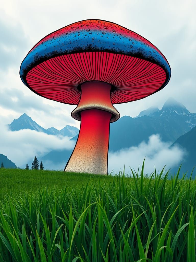 Giant Mushroom in Pop Art Style