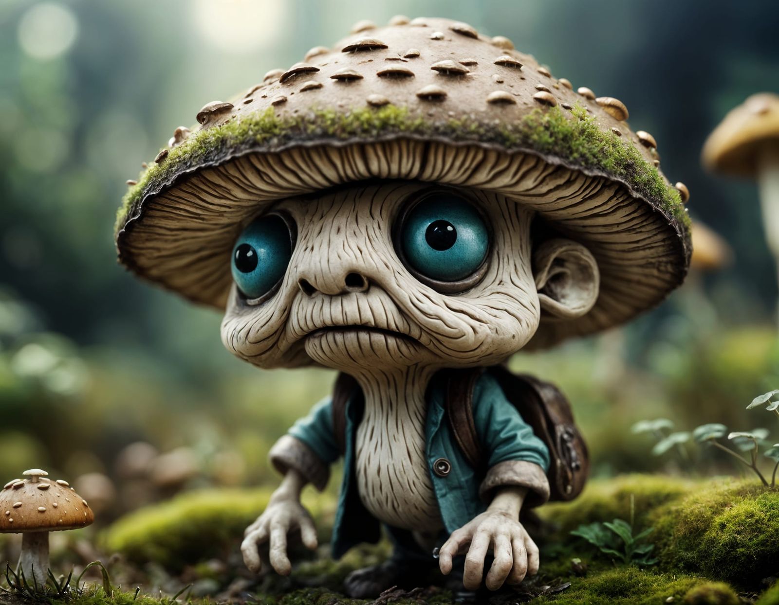 Whimsical Mushroom in Tilt-Shift Close-Up