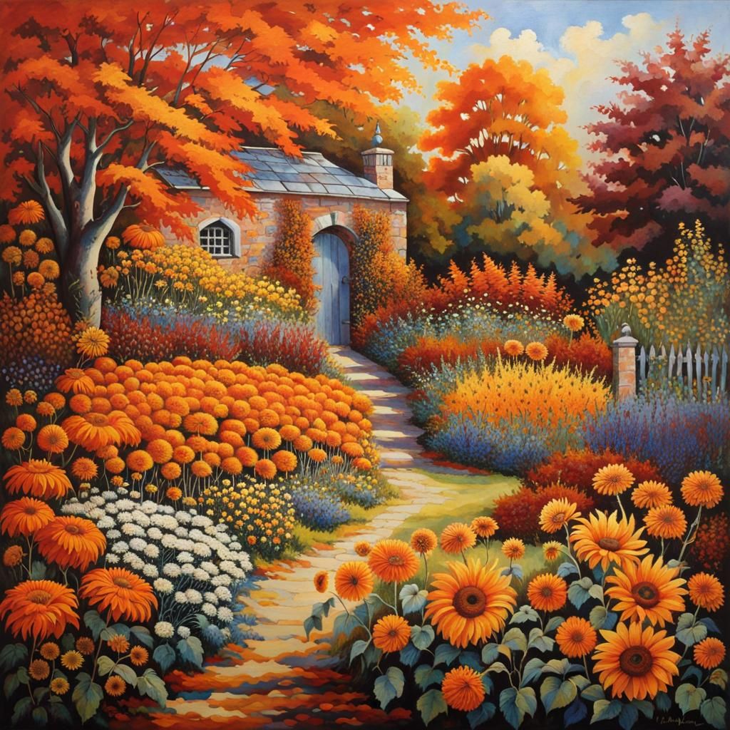 Autumnal Walled Garden in Deep Color