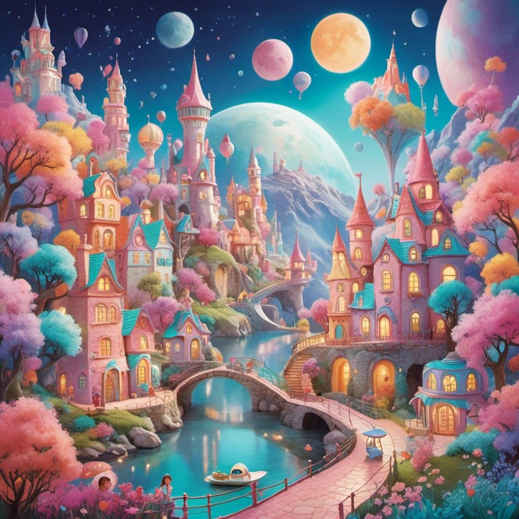 Detailed Lunar Cityscape on the Moon