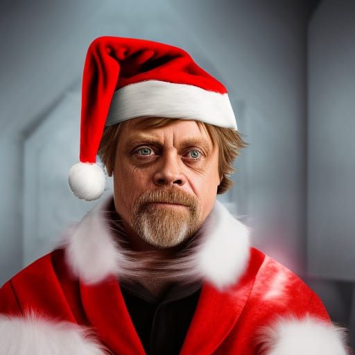 Luke Skywalker in Santa Hat, Hyperrealistic