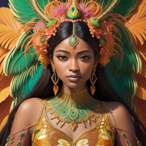 Dragon Peacock Woman: Abstract Expressionist Portrait