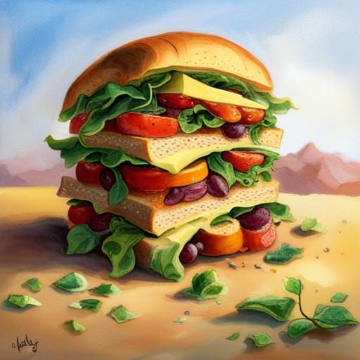 Giant Three-Layer Sandwich with Seedy Bread