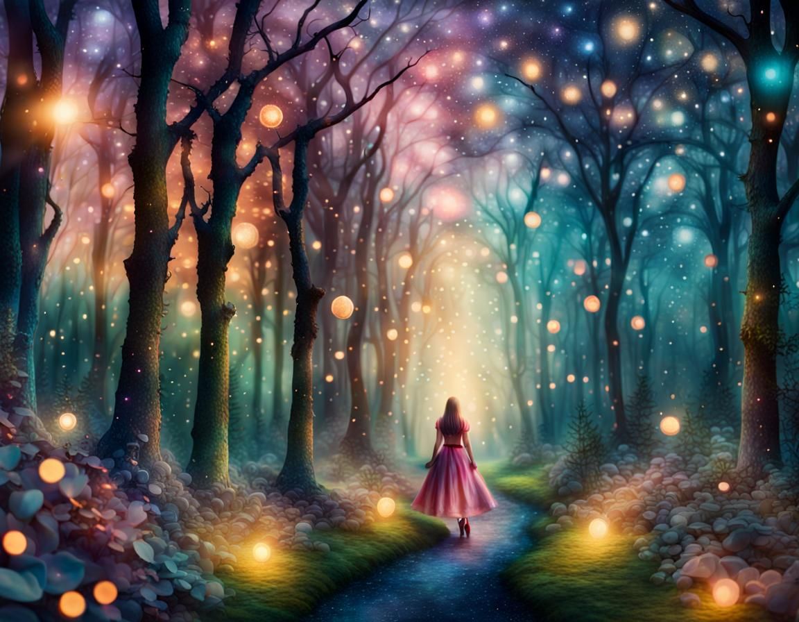 Enchanted Forest Stroll at Twilight: Hyperrealistic Maximali...