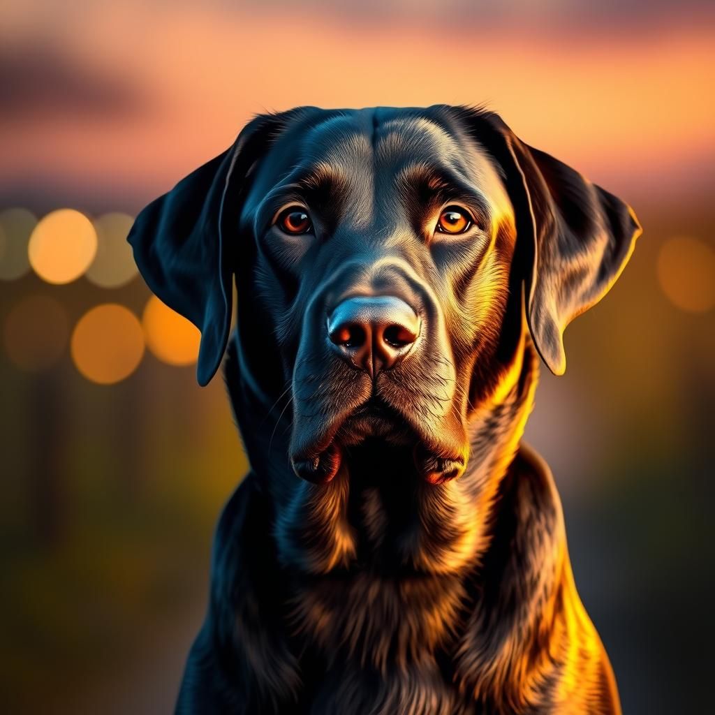 Black Labrador Portrait in Hyperrealistic Digital Art