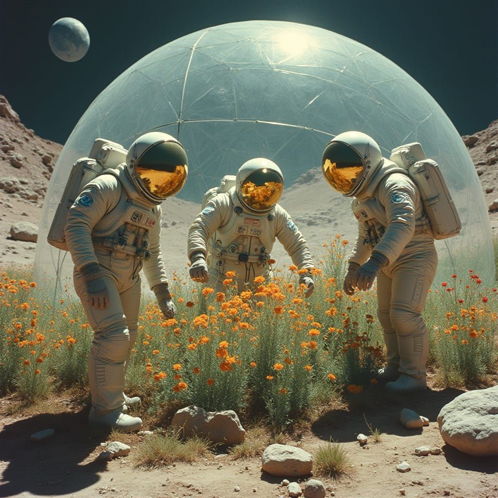 Astronauts Tend to Extraterrestrial Flowers in a Futuristic ...