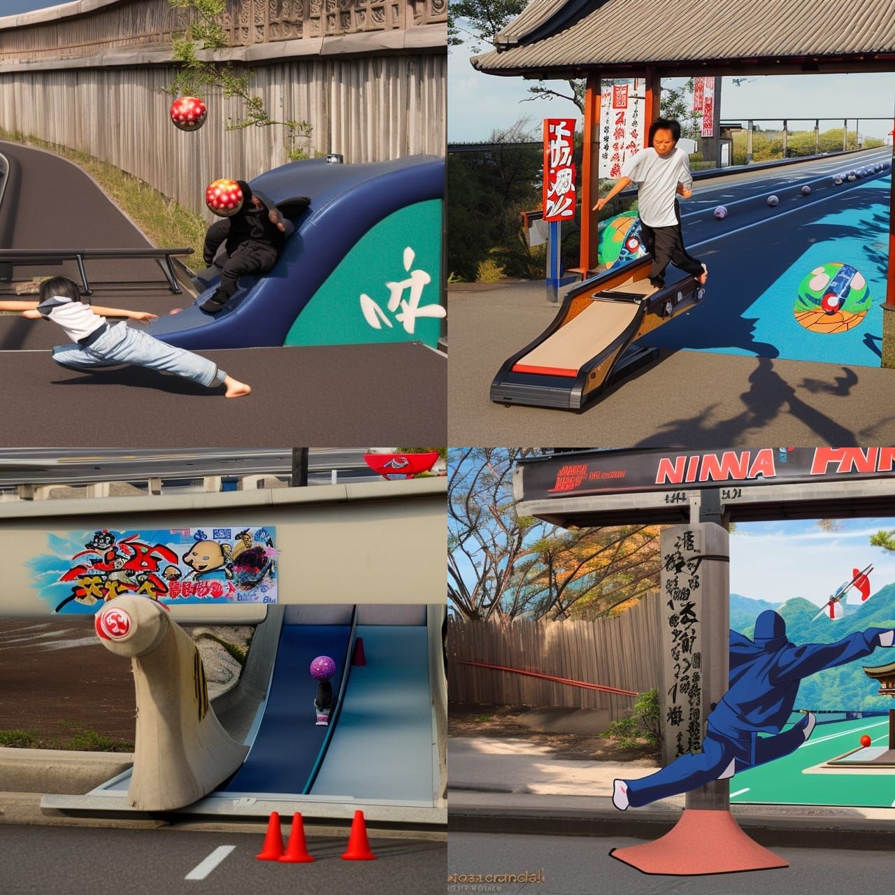 Ninja Bowling to Japanese Pagoda Island