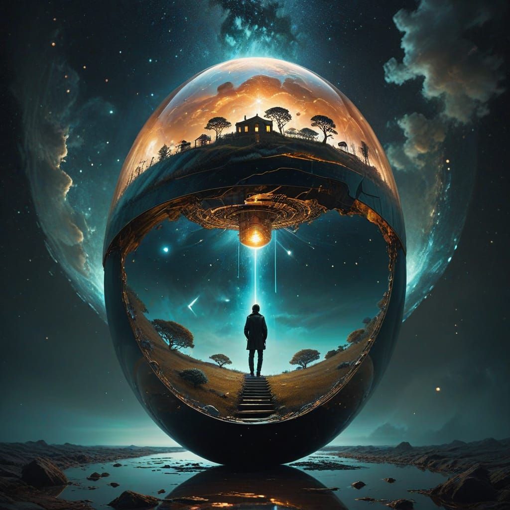 Surreal Observatory Dome with Moon Phases