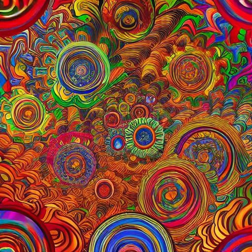 Vibrant Kaleidoscopic Dreamscape in Digital Art