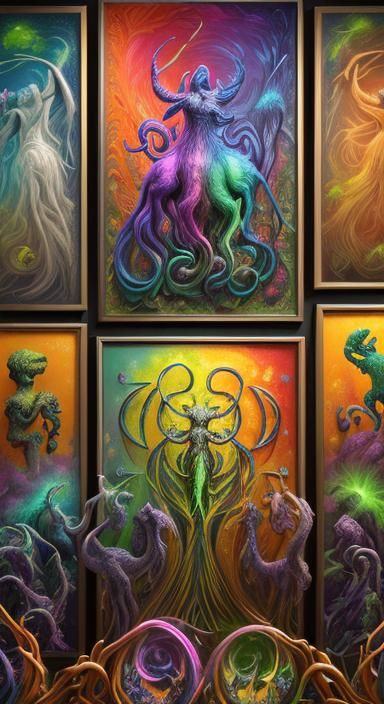 Eerie Art Display of Fantastical Creatures
