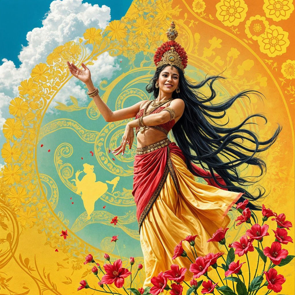 Vibrant Bali Dancer in a Rich Gold Setting