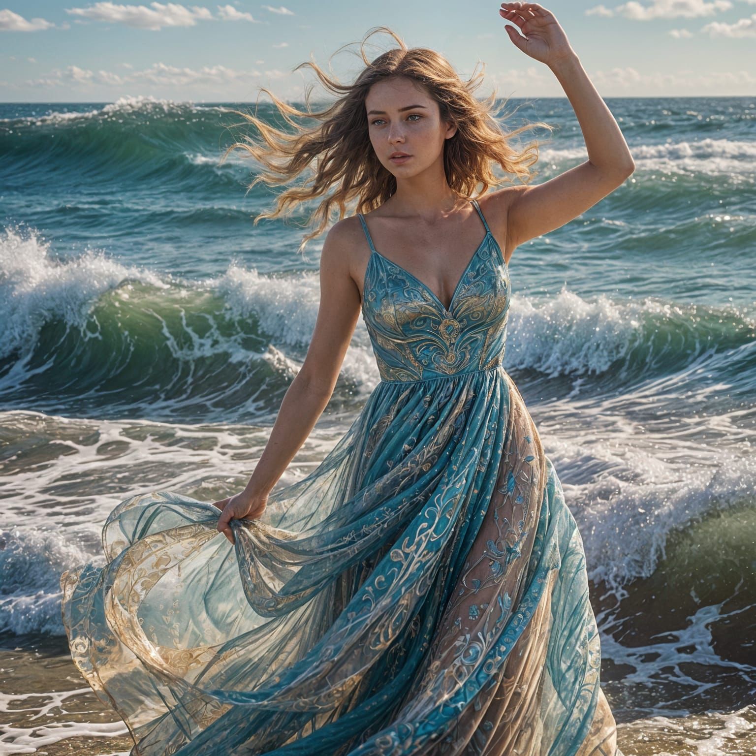 Ocean Dress: A Fantasy Concept Art Image