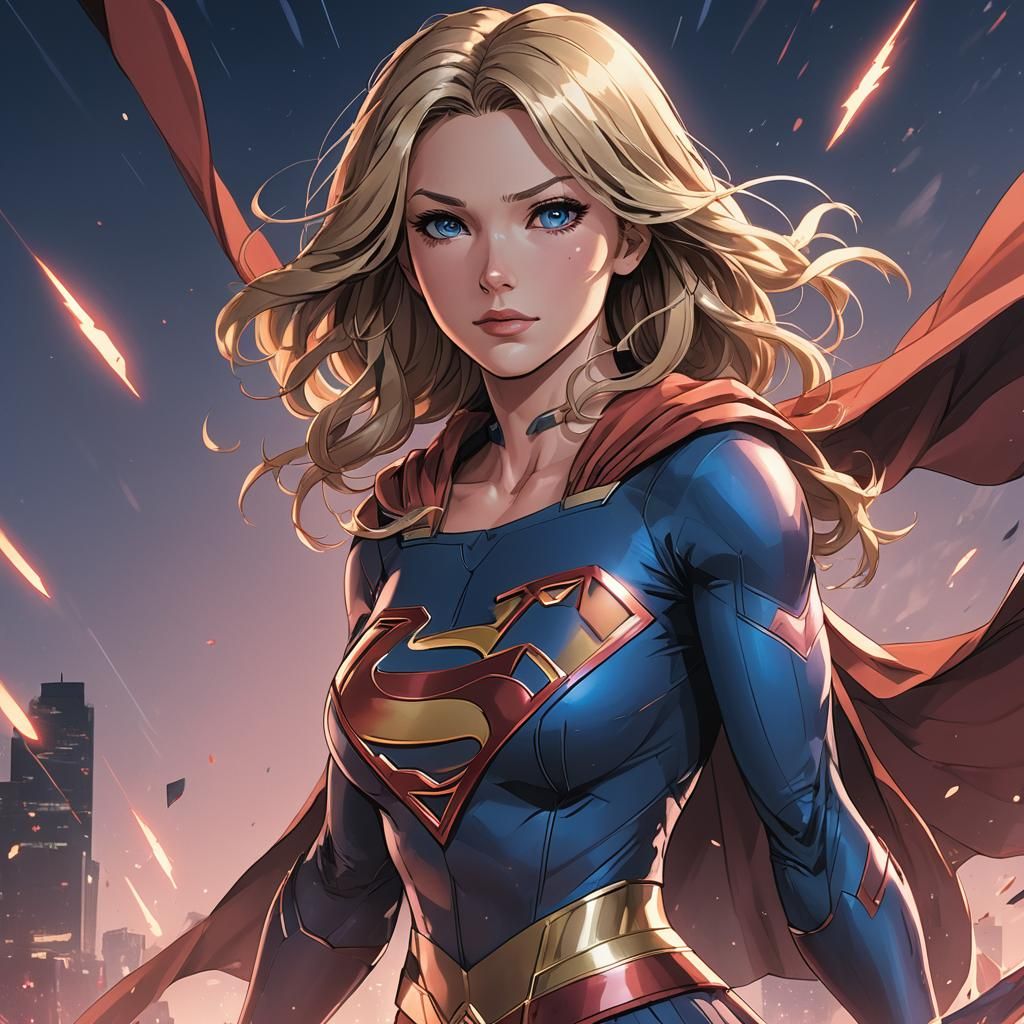 Anime Supergirl Cel-Shaded Manga Art