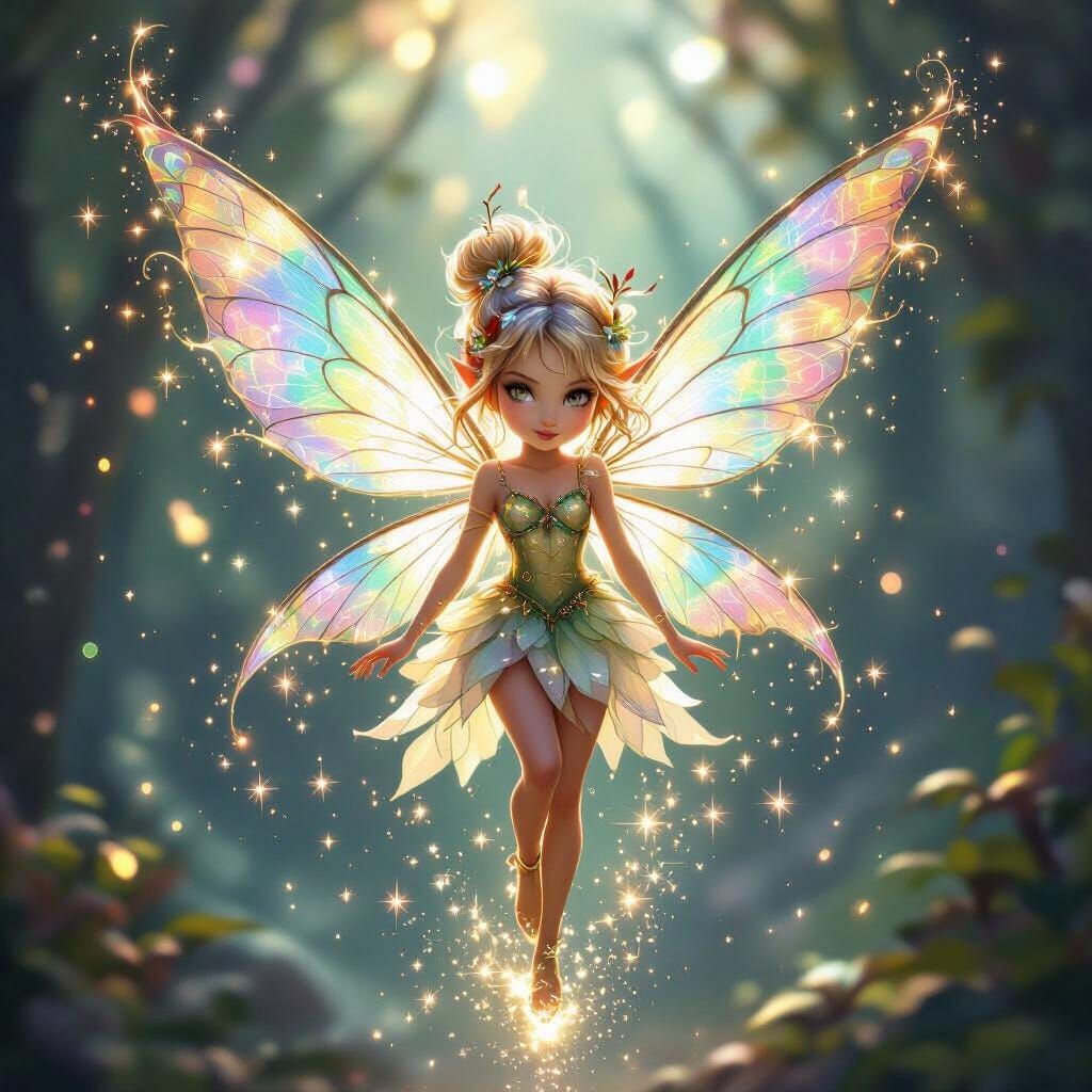 Feisty Tinker Fairy with Glowing Aura and Pixie Dust