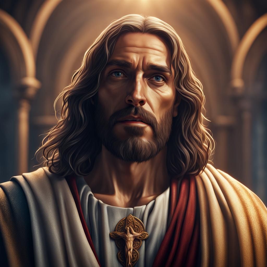 Detailed Matte Painting Portrait of Jesus Christ