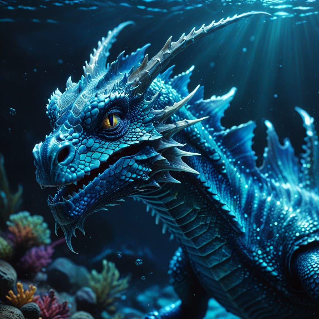 Iridescent Sea Dragon in Vibrant Ocean Concept Art