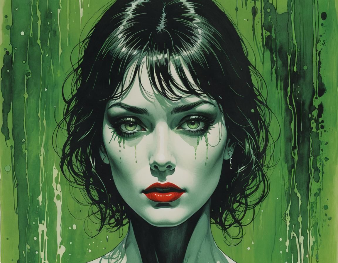 Sinister EC Comic Book Portrait in Film Noir Style