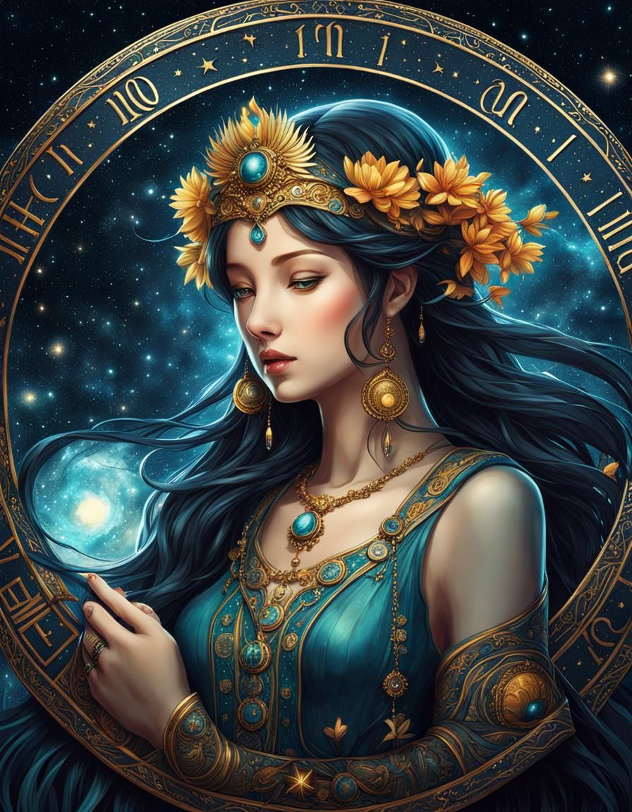 Ethereal Virgo Zodiac Illustration in Yuumei Style