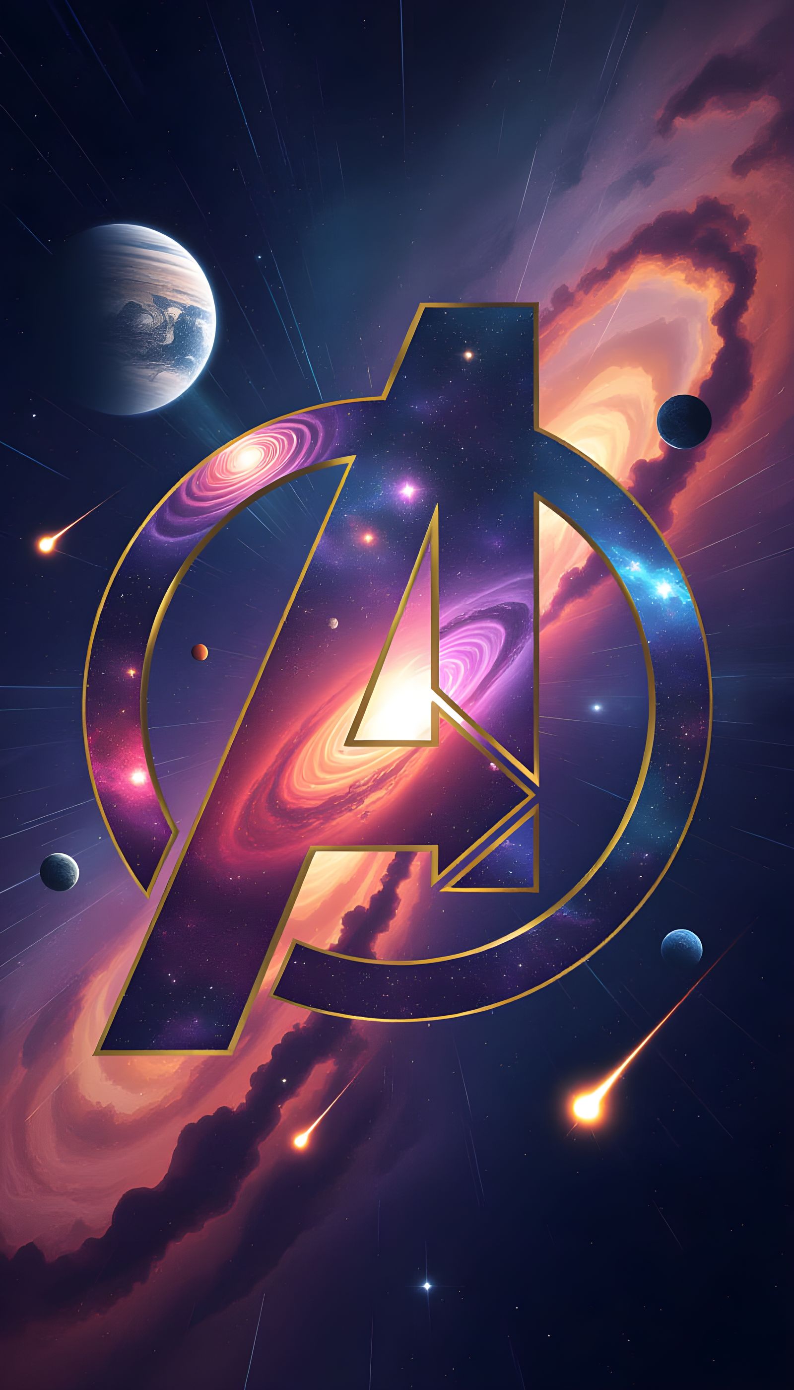 Cosmic Avengers Logo with Galaxy and Nebula