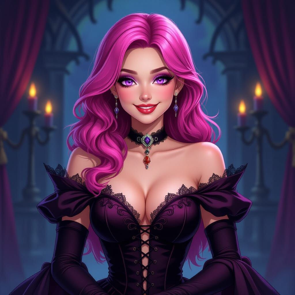 Elegant Vampire Woman at Halloween Ball