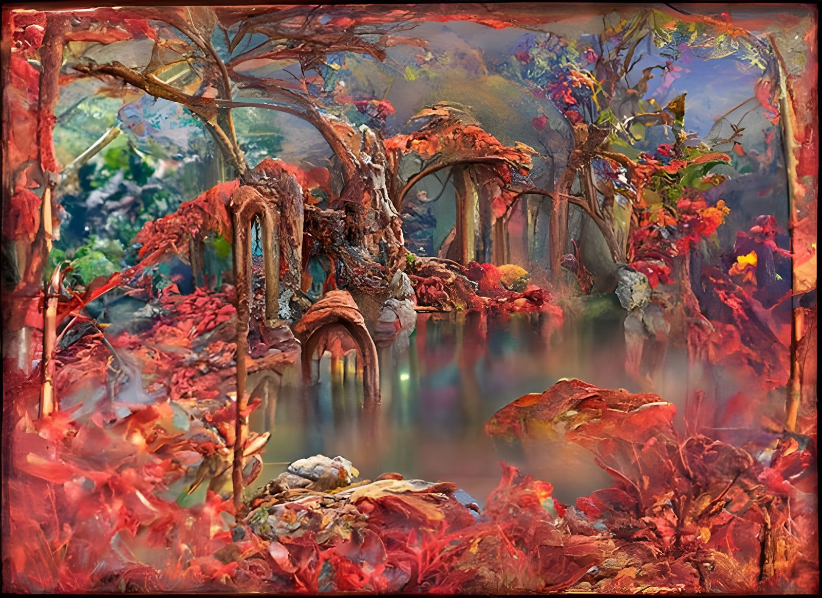 Enchanted Island in Misty Waterscape