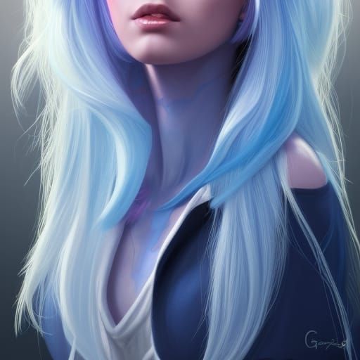 Cotton Candy Hair Portrait in Art Nouveau Style