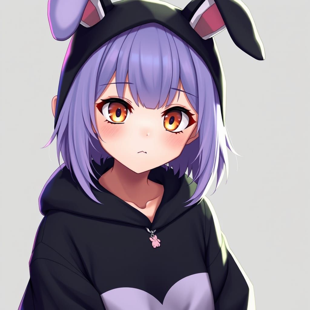 Anime Girl with Periwinkle Hair and Lilac Eyes in 3D Style