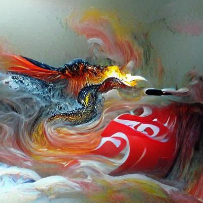 Dragon Drinks Coke: Gouache Impressionist Masterpiece
