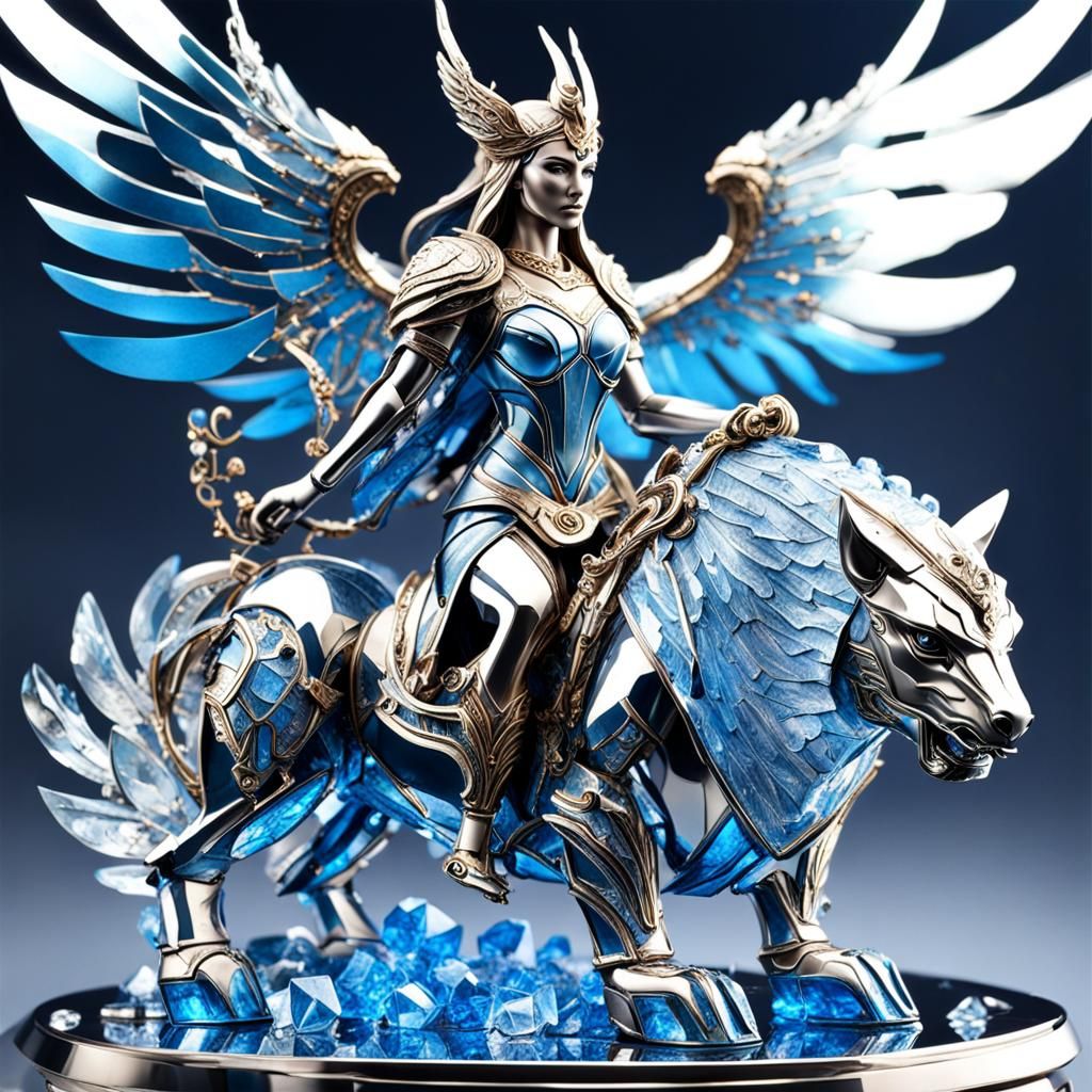 Metal Goddess Rides Crystal Lycorn