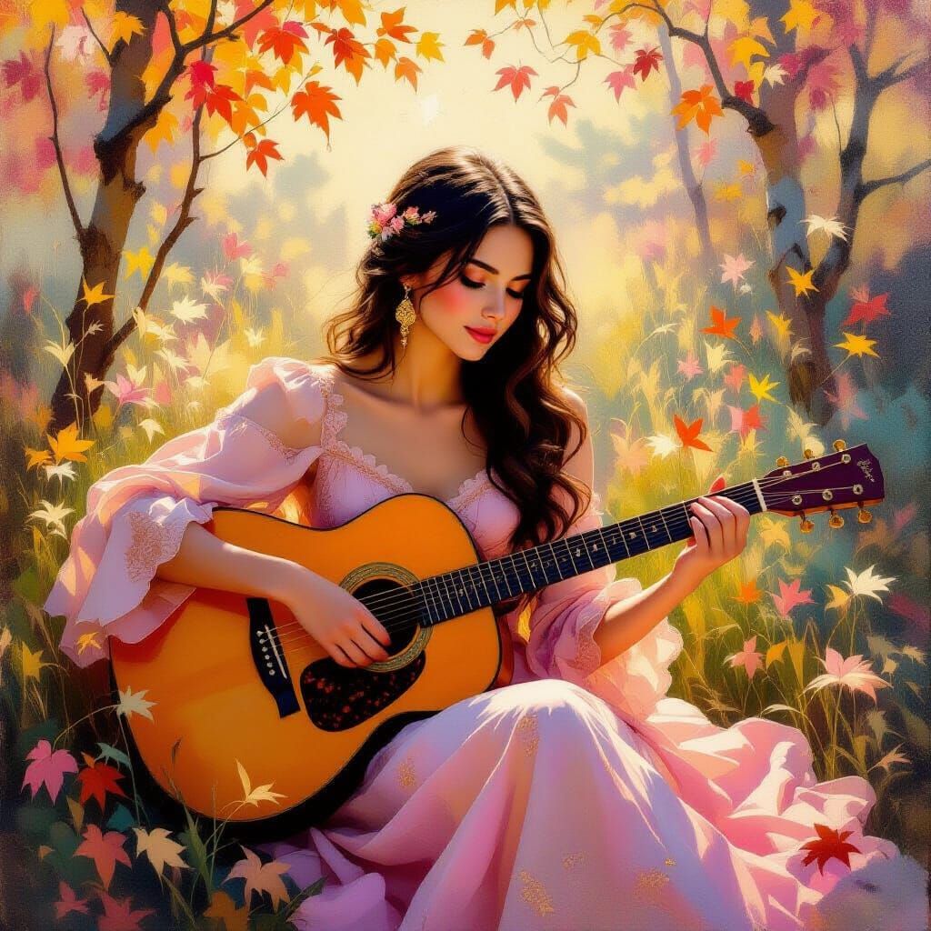 Musician Playing Guitar in Metamodern Style