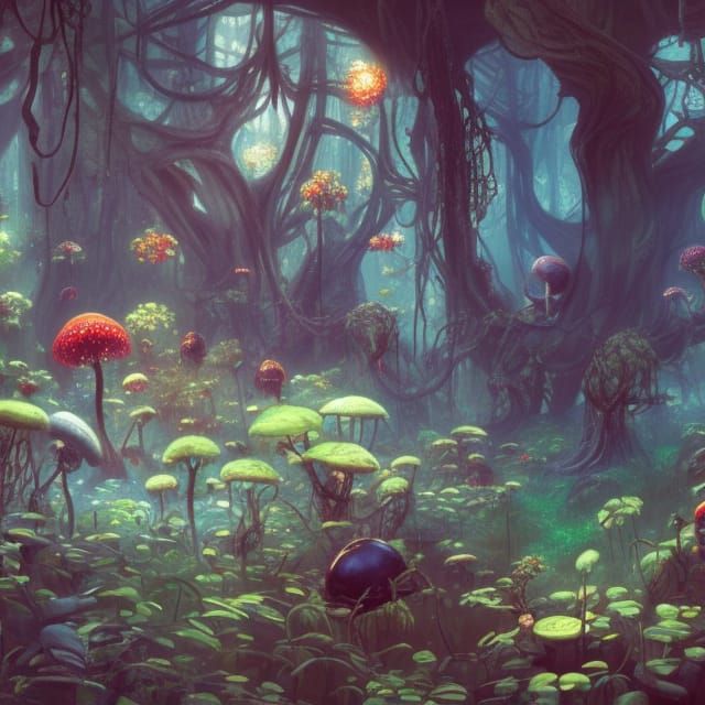 Cyberpunk Fungi Kingdom: Psychedelic Garden
