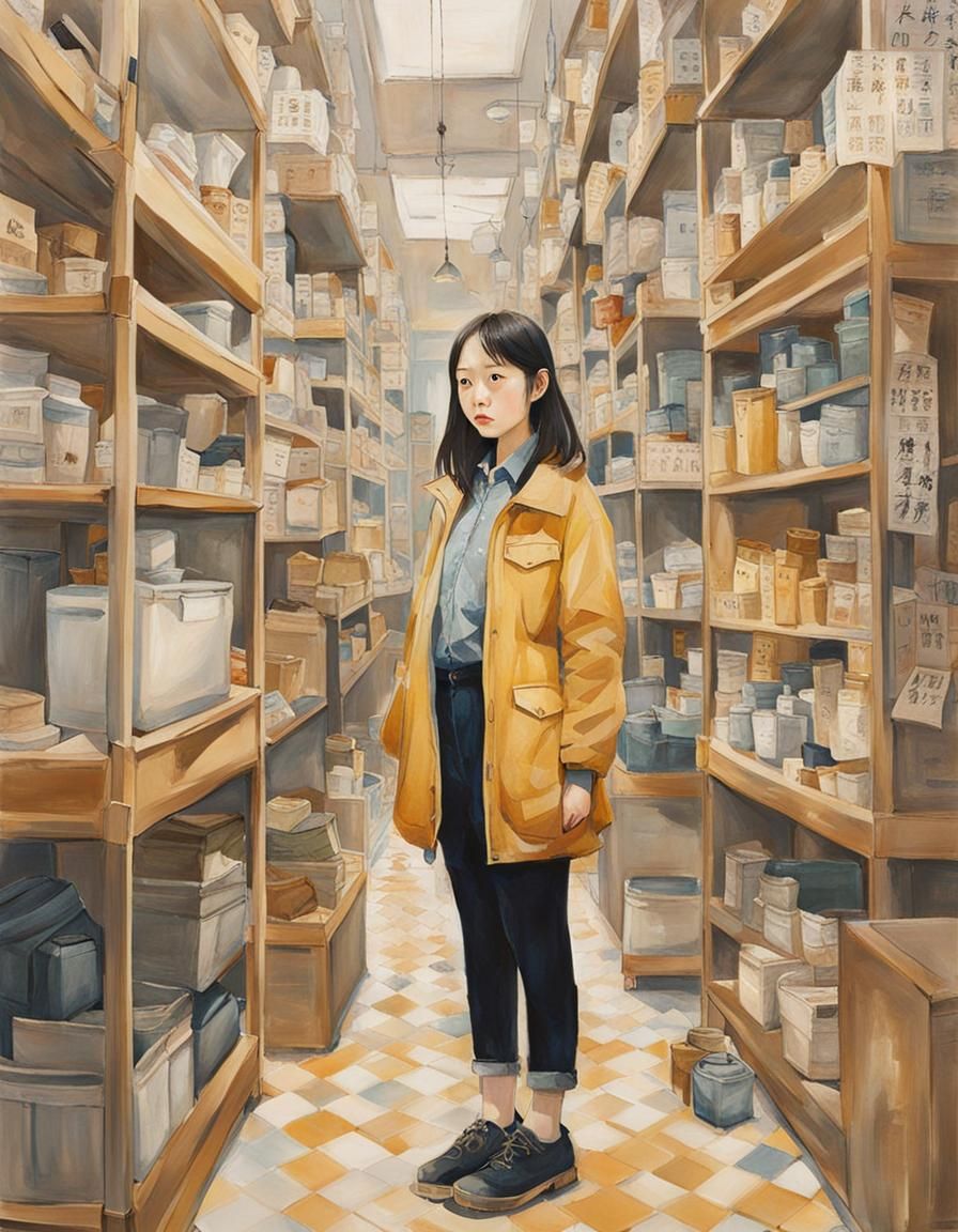 Young Woman Portrait in Manga Style