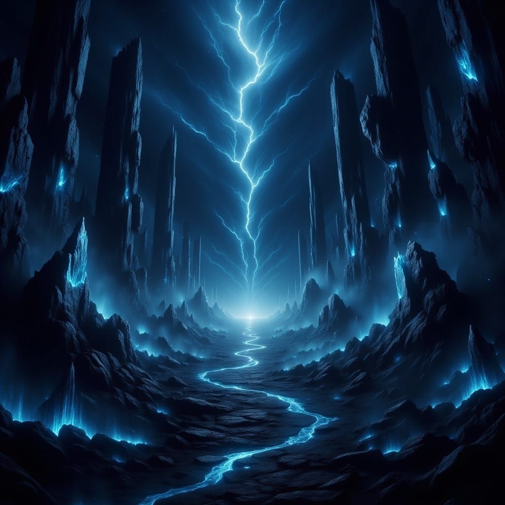 Ominous Alien Landscape with Bioluminescent Flora