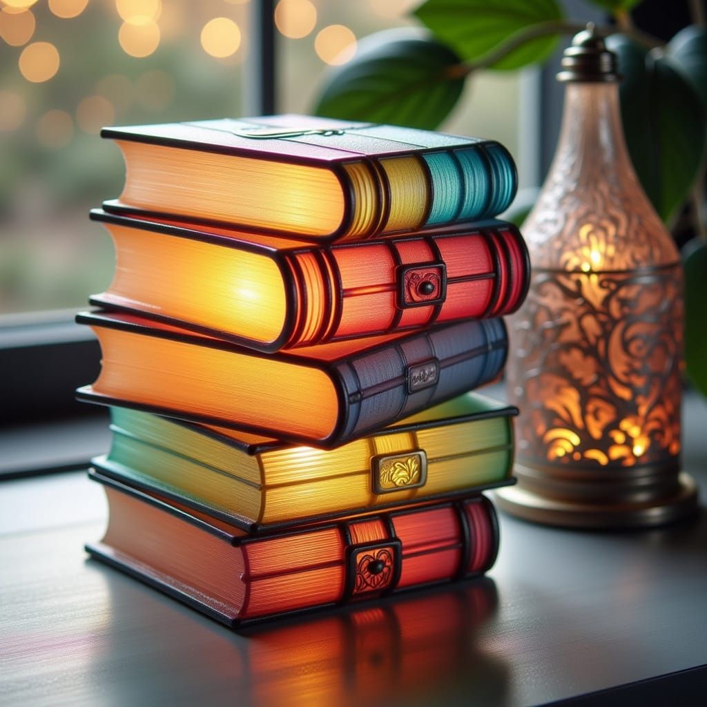 Frosted Glass Lamp Shaped Like Stacked Books
