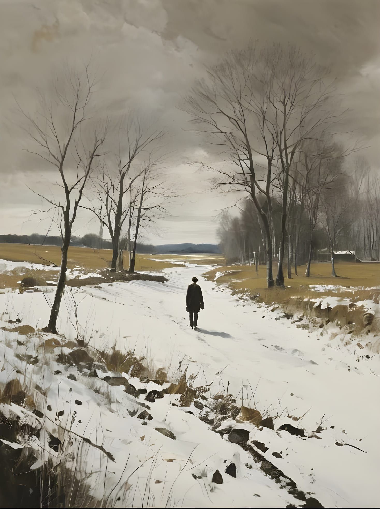 Figure in Landscape, Realist Style