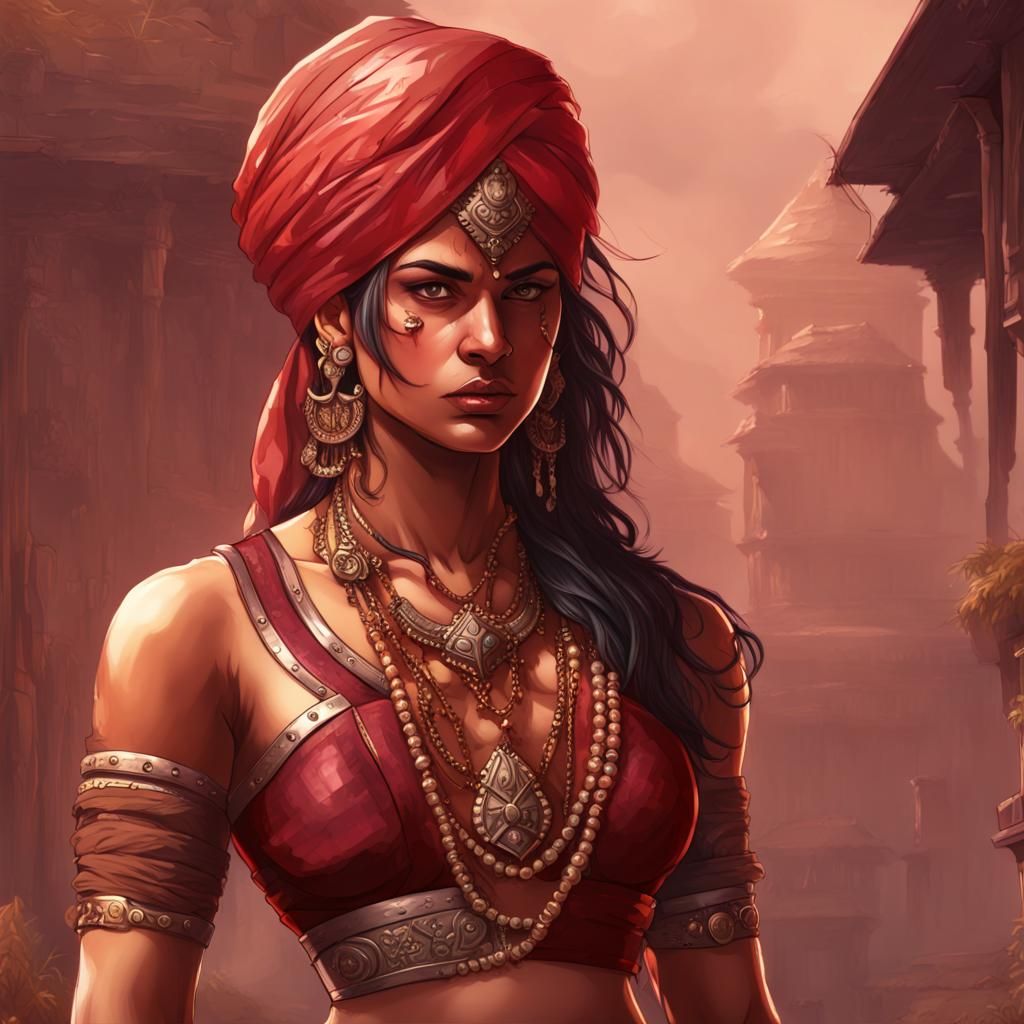 Badass Lesbian Assassin in Ruby Kingdom, Fantasy Art