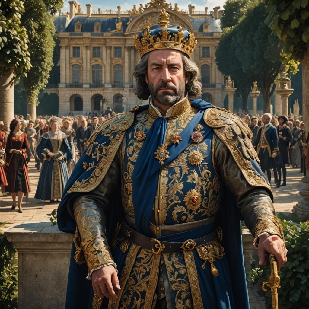 Louis XIV and Court at Versailles: Detailed Matte Painting
