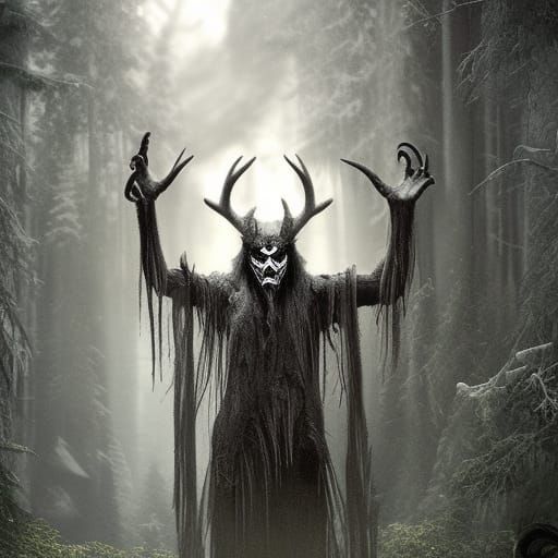 Epic Satanic Wendigo Digital Matte Painting