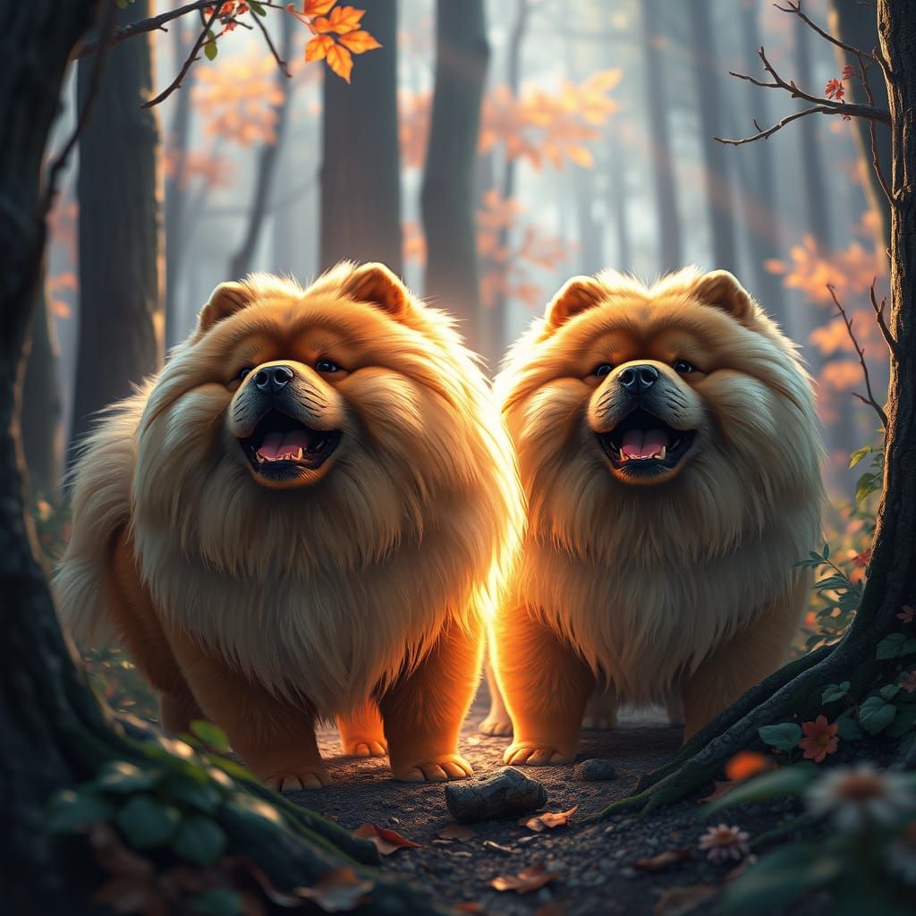 Hyperrealistic Anime Chow Chow Portraits in Detailed Forest ...