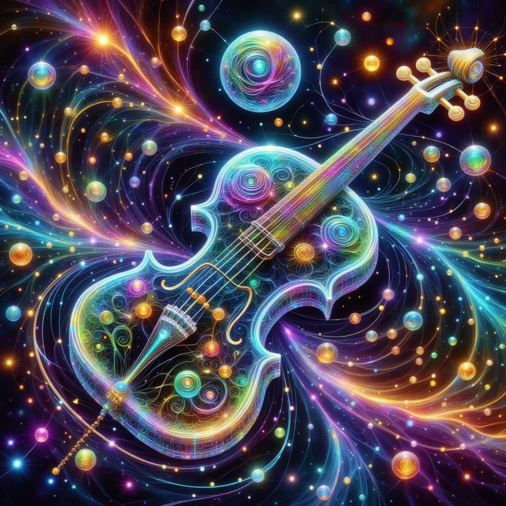 Glass Violin Wrapped in Black Roses in a Musical Background