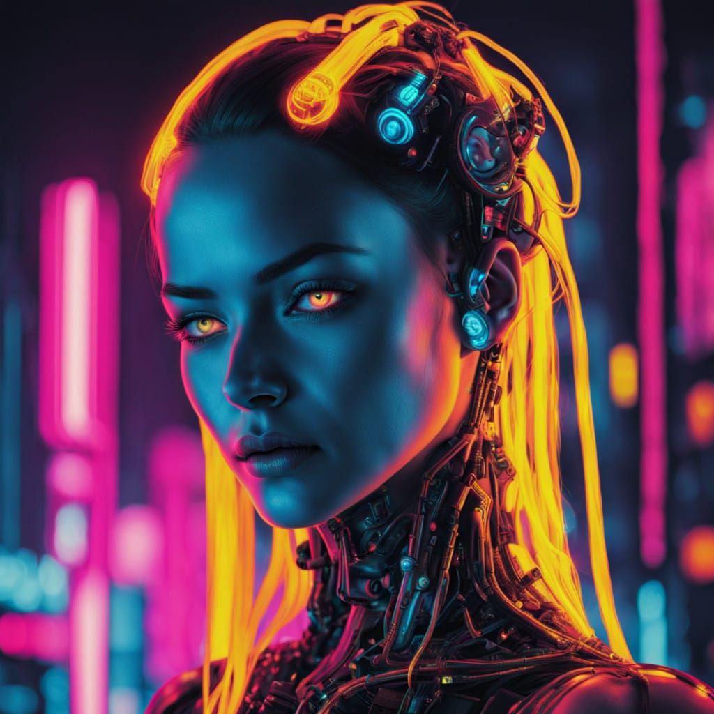 Cyberpunk Goddess Haunts the Neon Metropolis