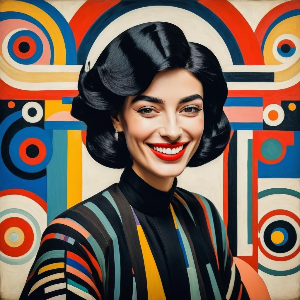 Italian Woman Portrait in Kandinsky Surrealist Style