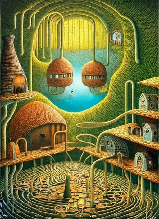 Surreal Hot Mineral Springs in Yerka Style