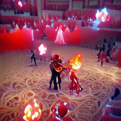 Skeletal Orchestra Plays for Dancing Fire Couples