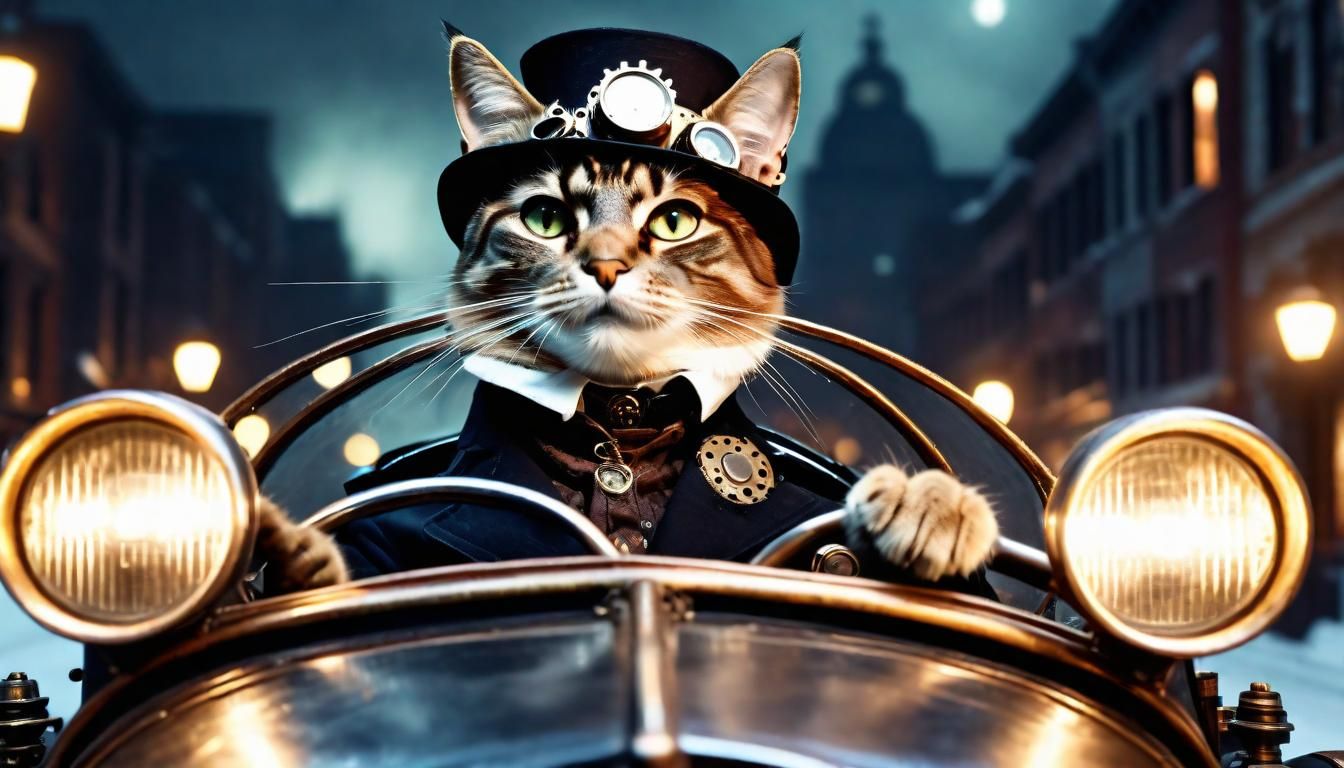 Steampunk Cat Chase in Winter City