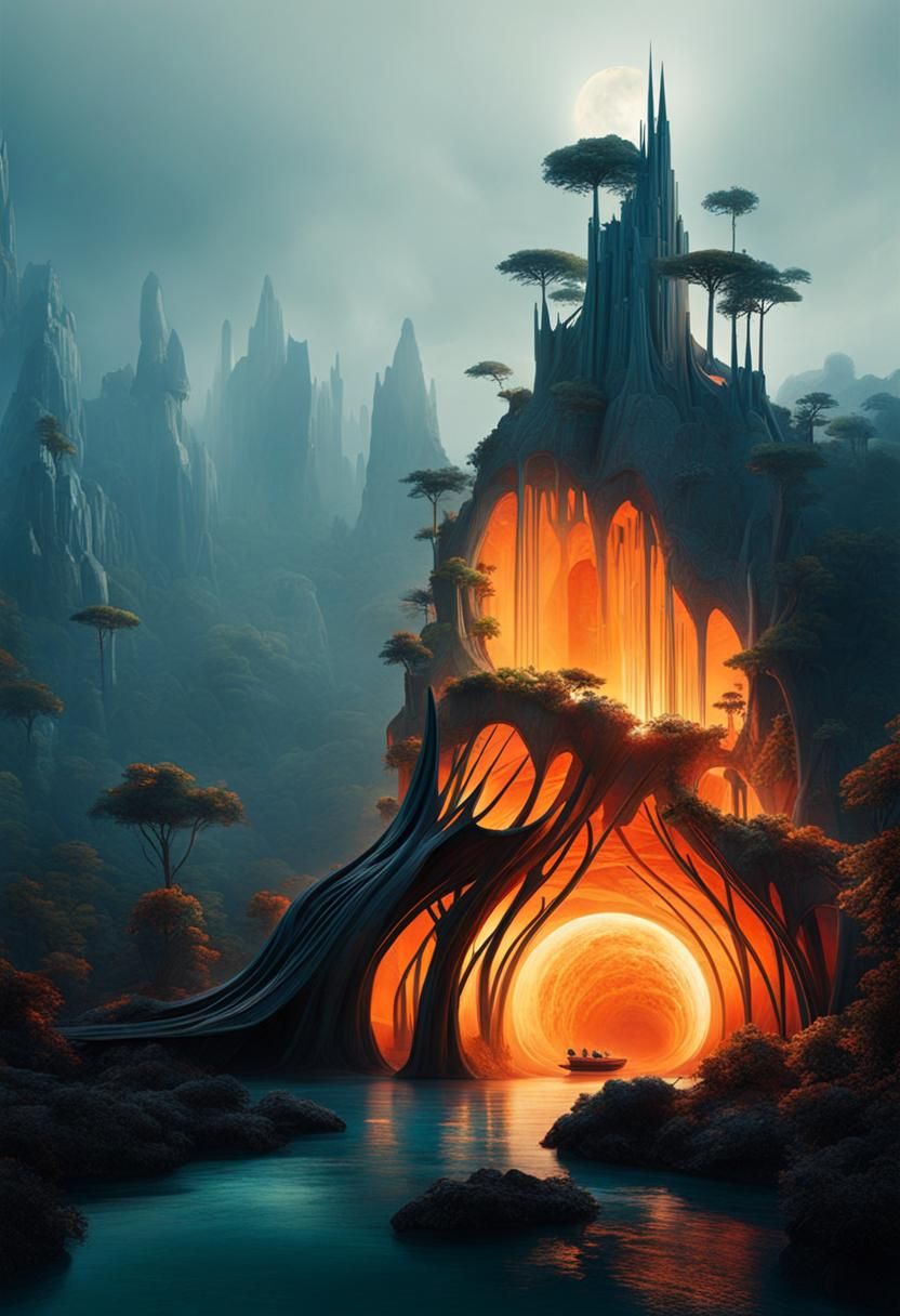 Floating Island Landscape Inspired by Fantasy Art