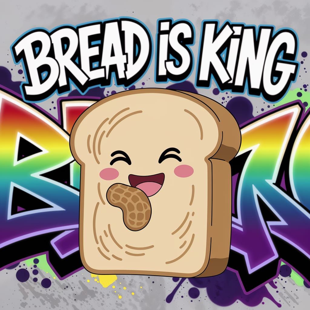Vibrant Bread Portrait in Anime Style Graffiti