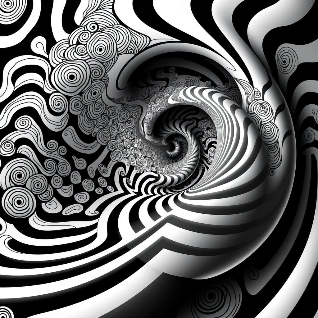Psycho Abstract Vector Design with Fractal Waves