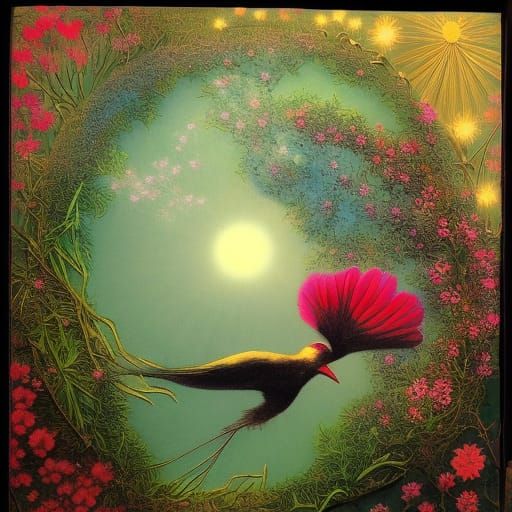 Surreal Stargazing Platform in a Flower Mycelium Network