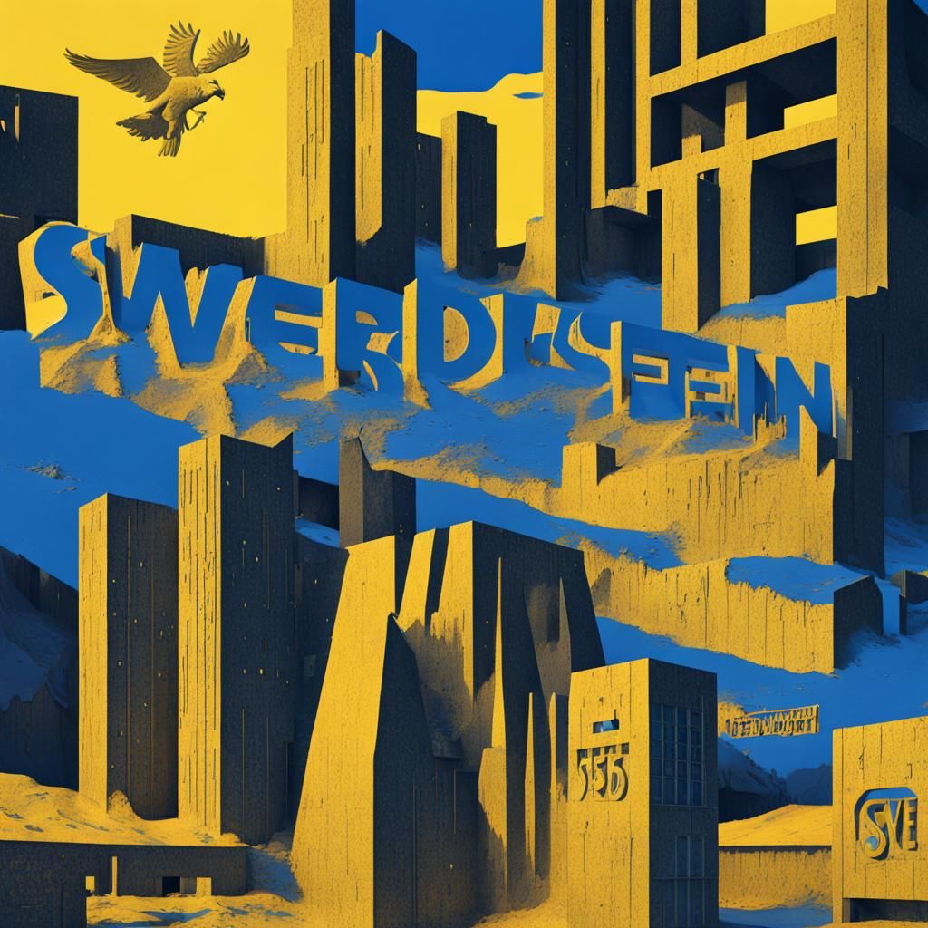Brutalist Swedish Propaganda Poster of Landmarks
